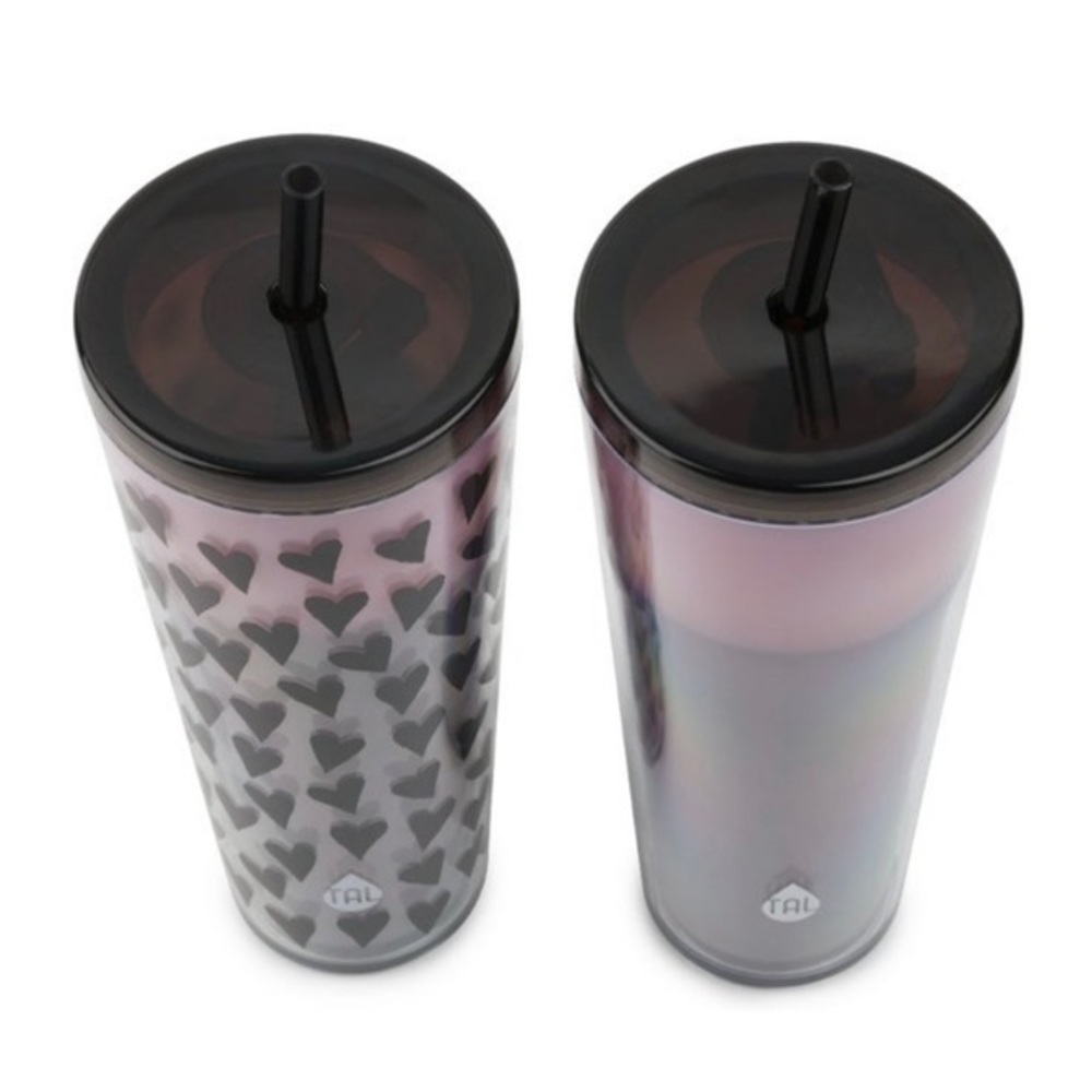 TAL 2-pack Color Changing Axel Tumblers 24 oz Valentines Tumblers Black Hearts - Picture 8 of 10